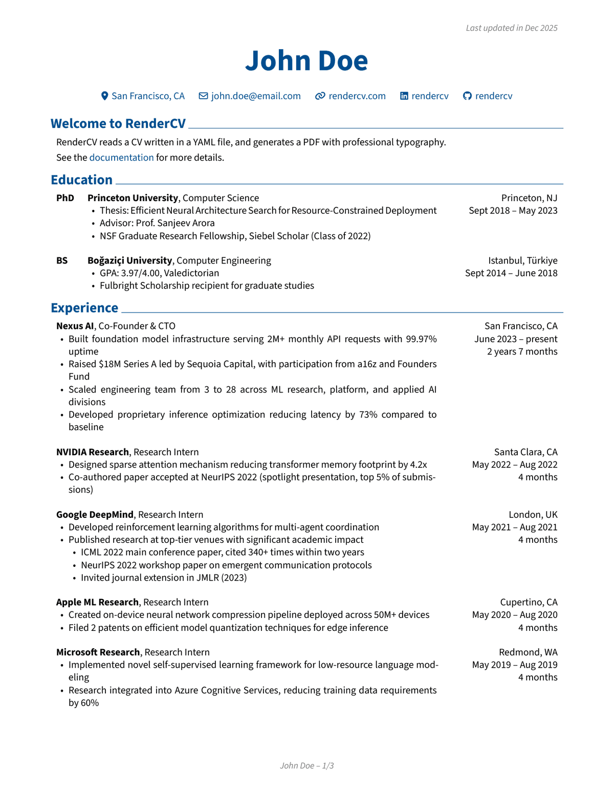 Classic template preview