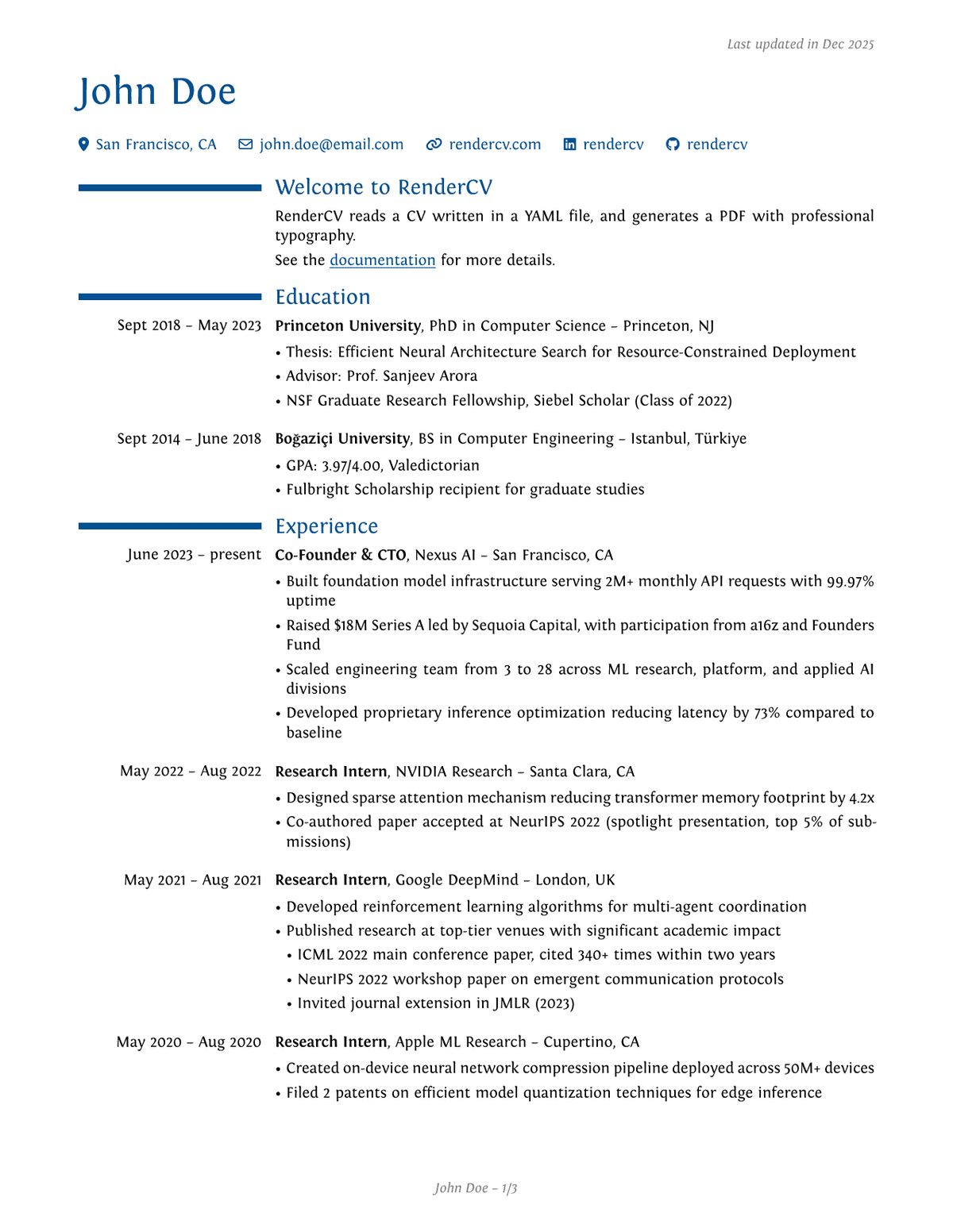 ModernCV template preview